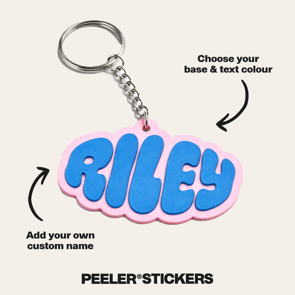 Custom Name Keychain | Personalised Kids Keyring - Peeler Stickers