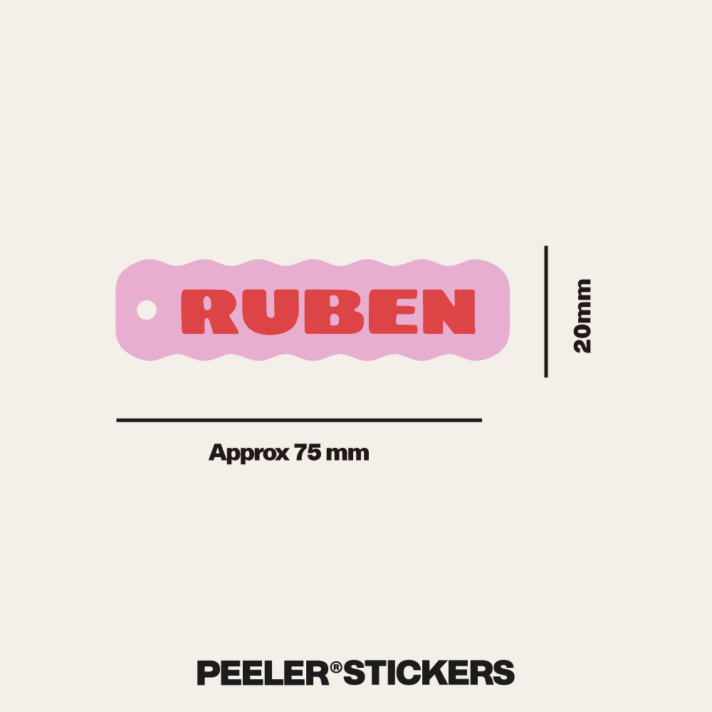 Personalised Name Keychain Kids Backpack Tag - Wavy - Peeler Stickers