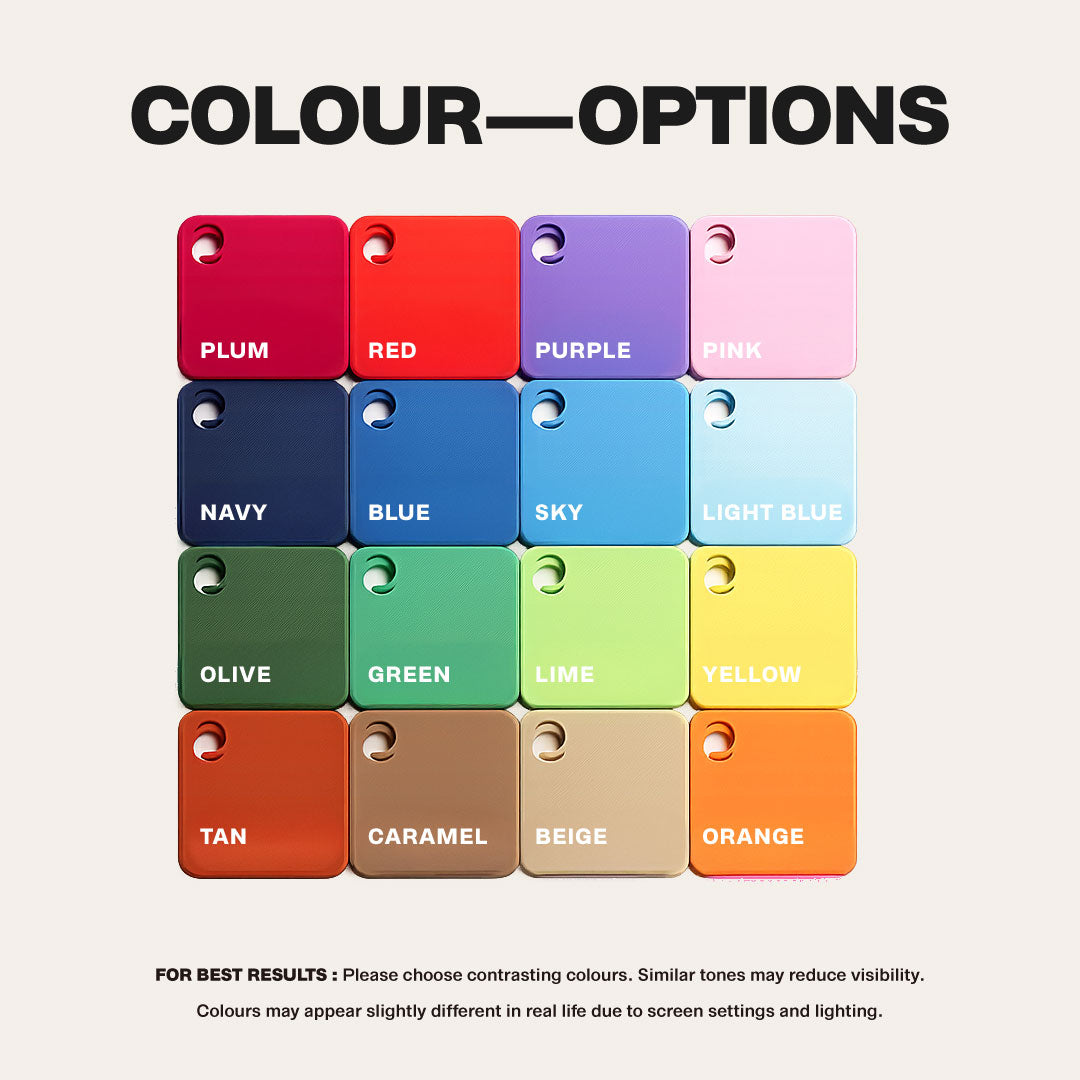 Color swatches labeled with color names on a white background