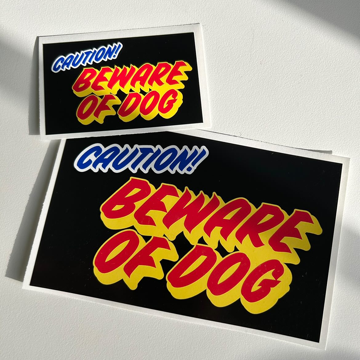 Caution Beware of Dog Printed Sticker - Sign Painting Style