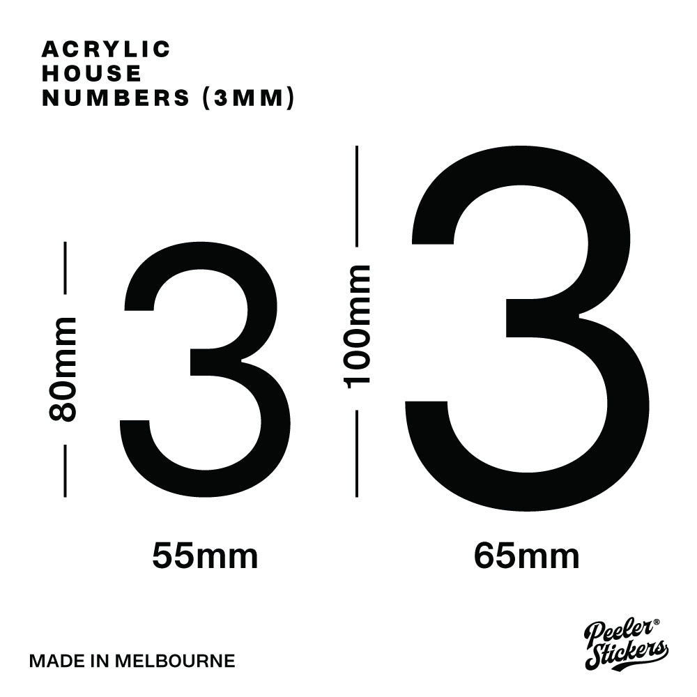 Acrylic House Number 3mm - Gloss Black