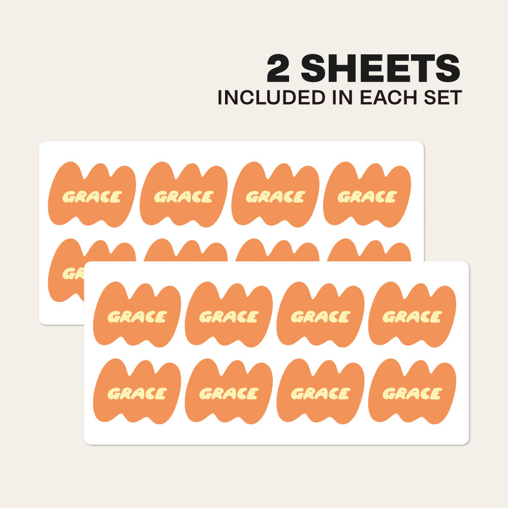 Set of 2 Retro Kids Custom Daycare Sticker Labels