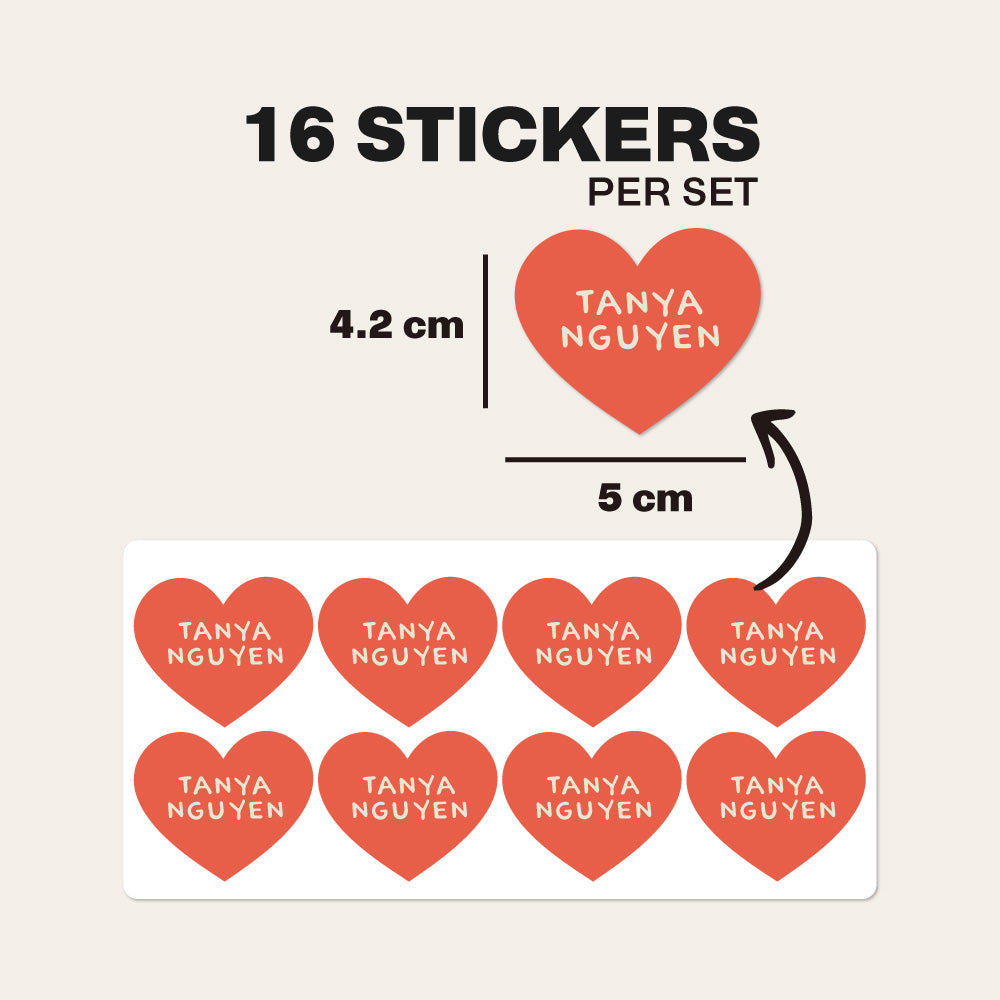 Heart Shape Kids Custom Daycare Sticker Labels – Personalised Name Labels