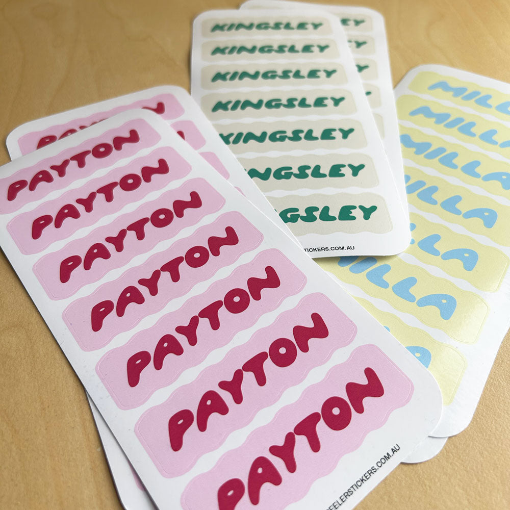 Personalised Kids Name Labels - Wavy Design