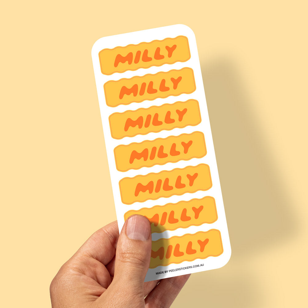 Personalised Wavy Kids Name Labels Set of 2 Sheets
