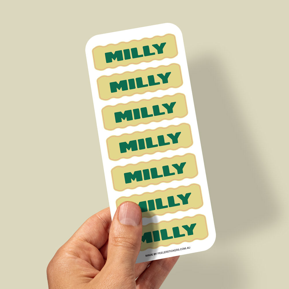 Personalised Wavy Kids Name Labels Set of 2 Sheets