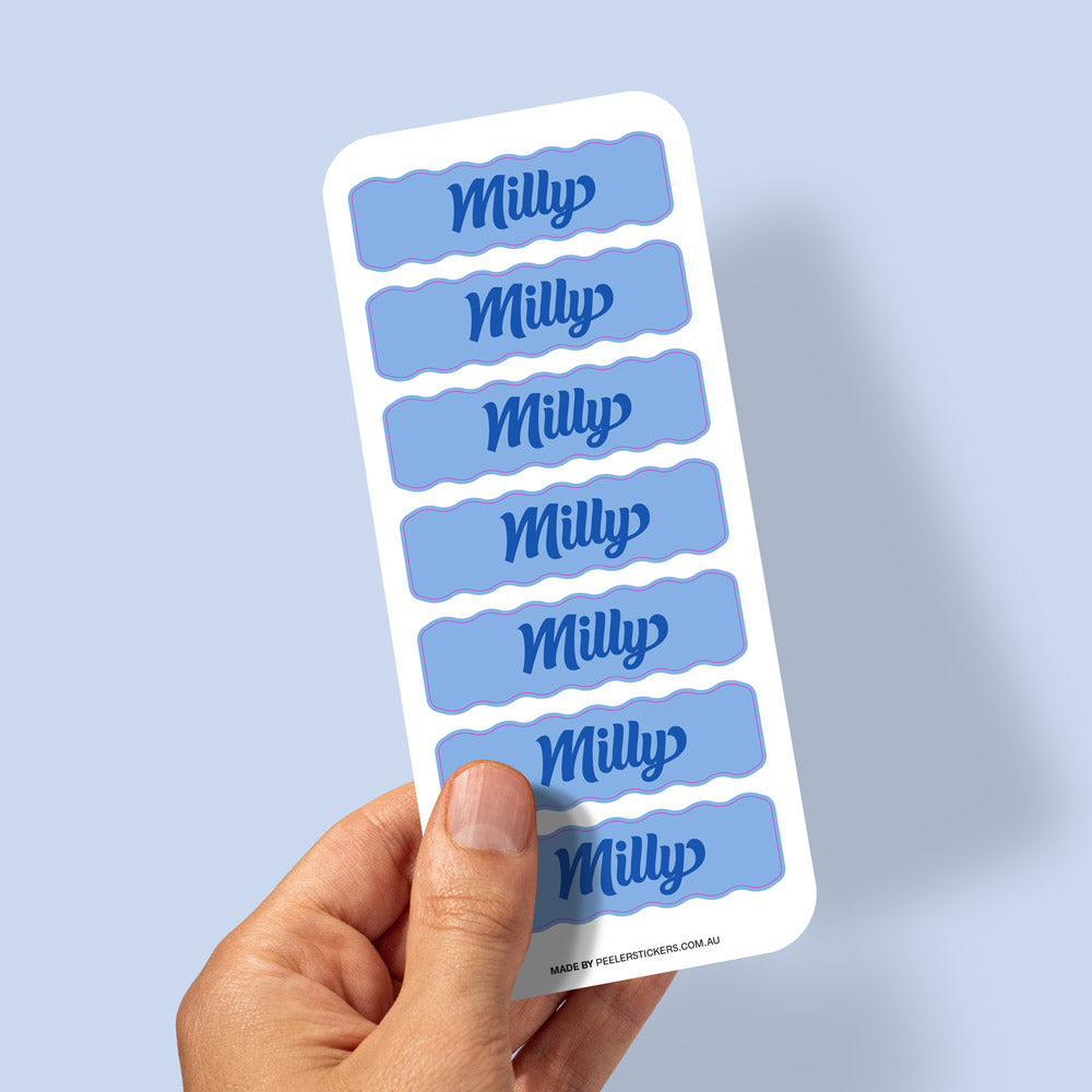 Personalised Wavy Kids Name Labels Set of 2 Sheets