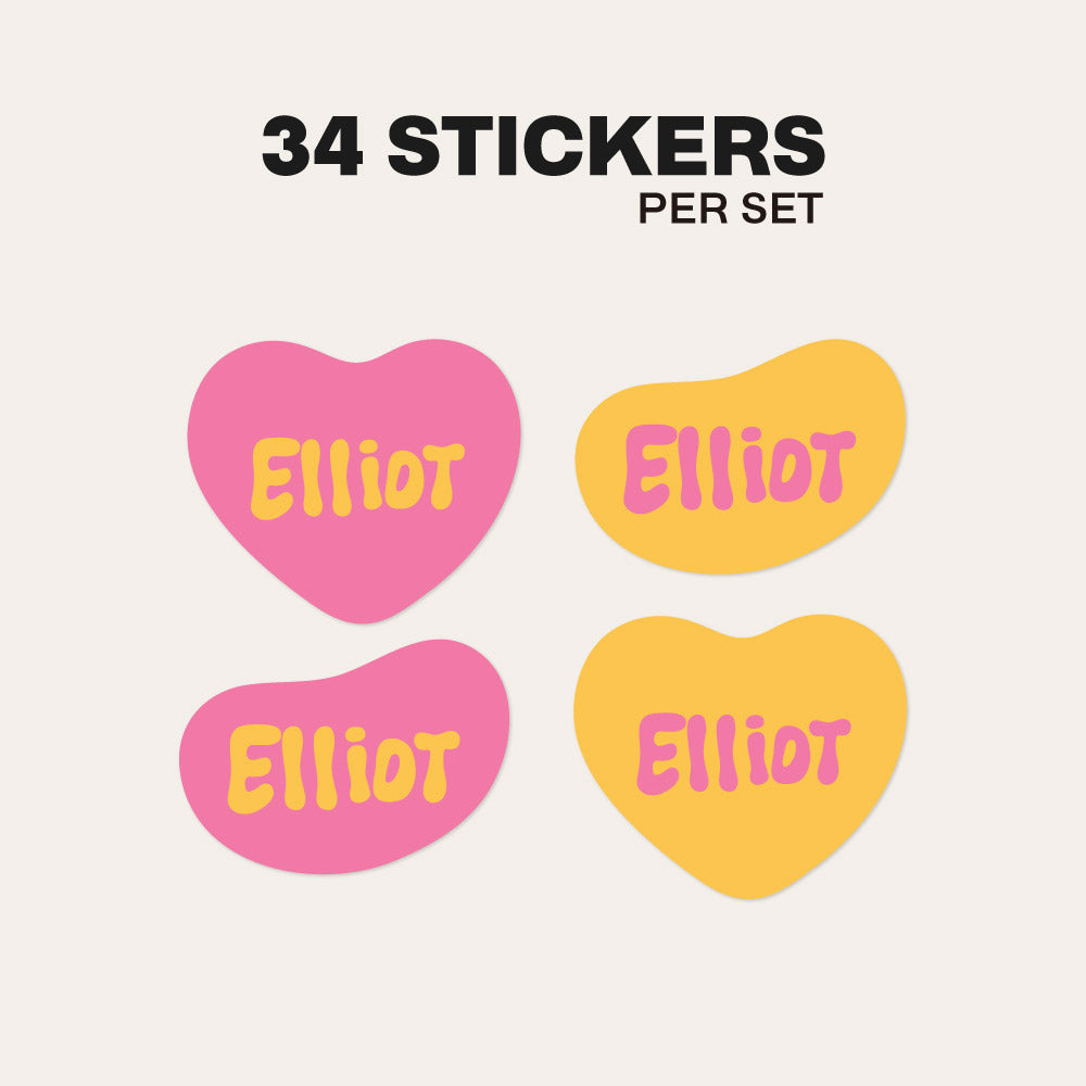 Custom Name Labels for Kids - Heart Shape