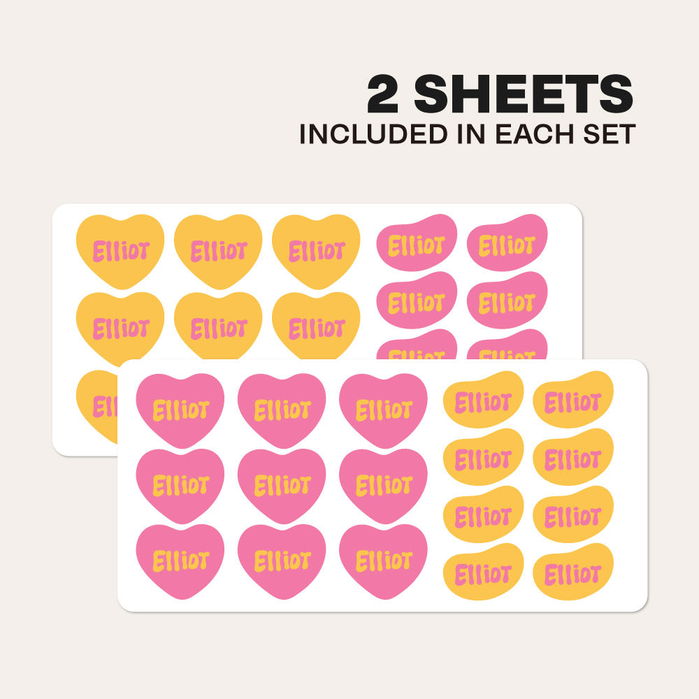 Custom Name Labels for Kids - Heart Shape