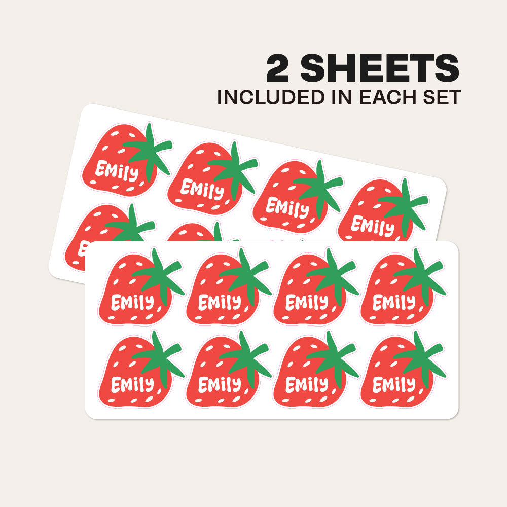 Personalised Kids Strawberry Name Labels – Waterproof School & Daycare Stickers