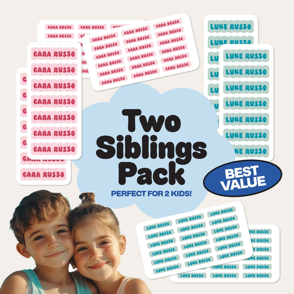 Custom Kids Labels Two Siblings Bundle