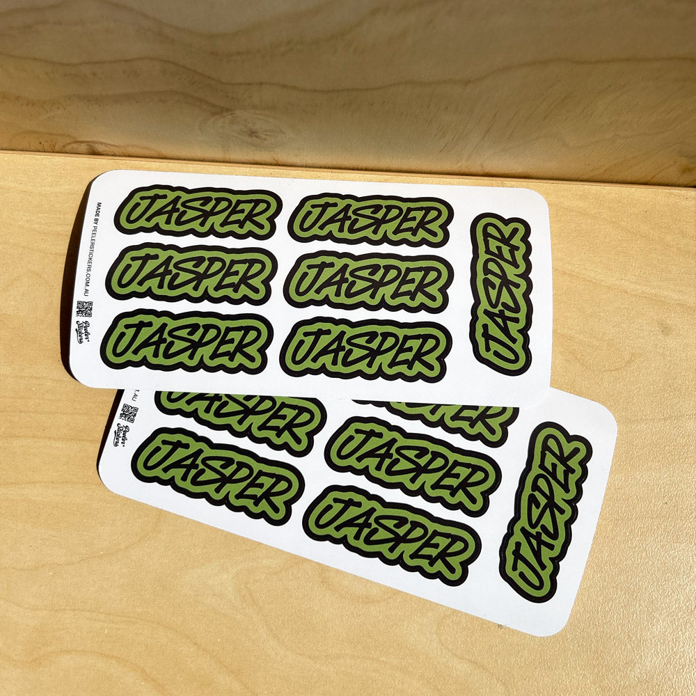 Set of 2 Trendy Kids Name Labels in Graffiti Font