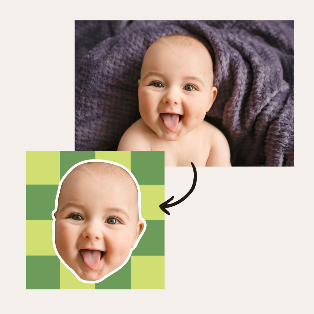 Custom Kid Face Stickers with Cute Pattern Background