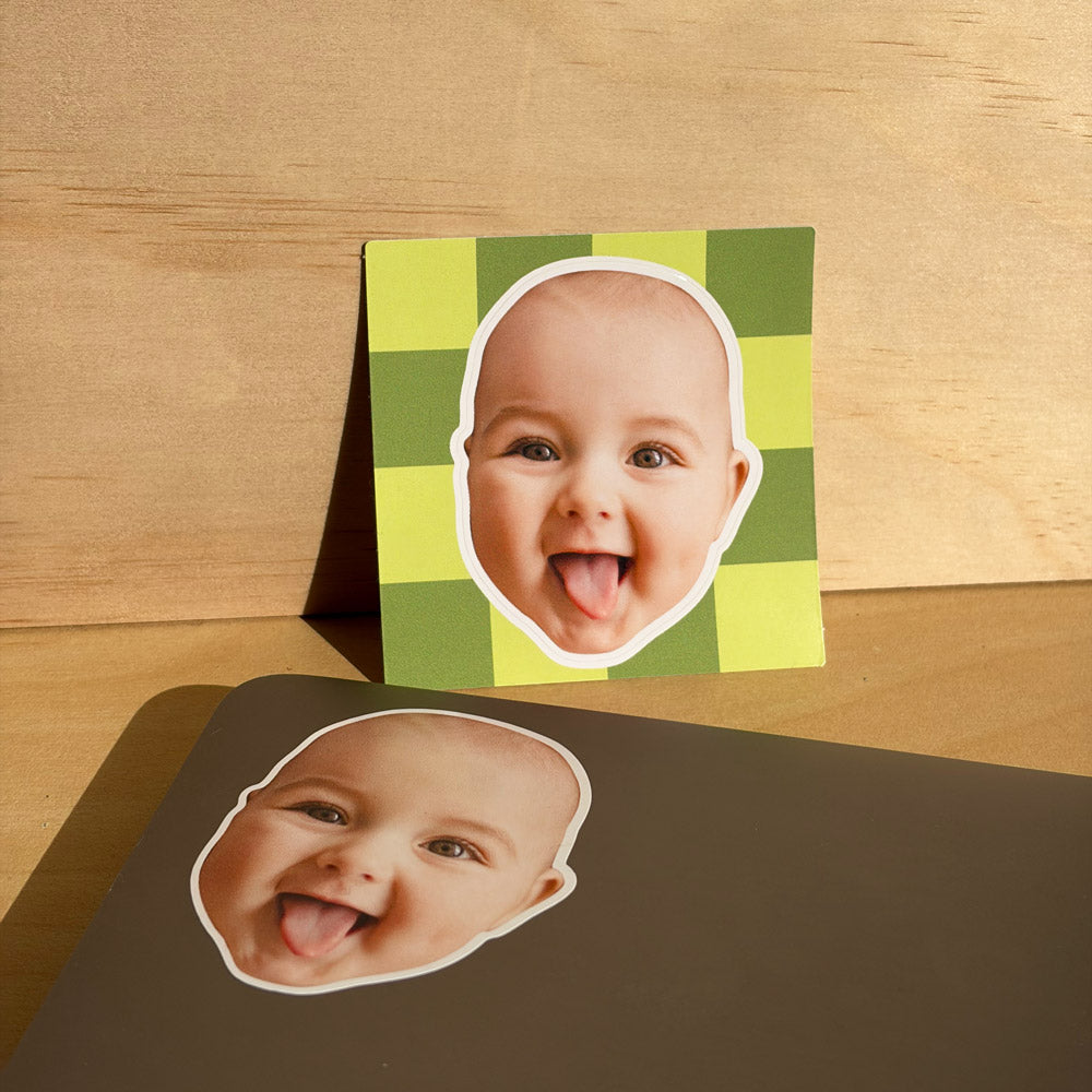 Custom Kid Face Stickers with Cute Pattern Background
