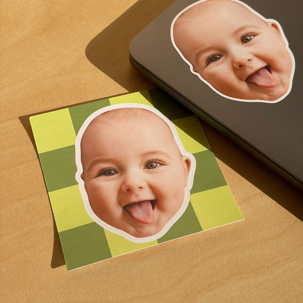 Custom Kid Face Stickers with Cute Pattern Background