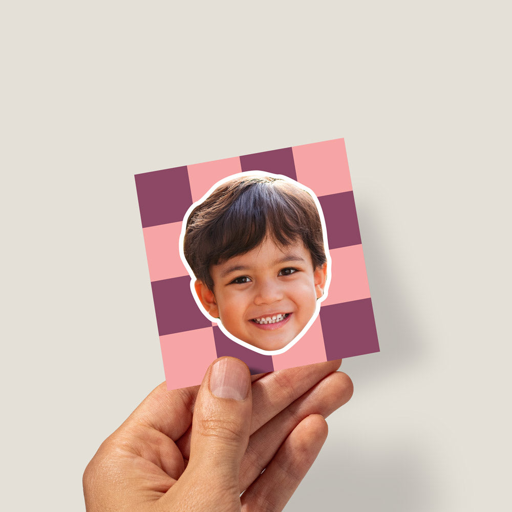Custom Kid Face Stickers with Cute Pattern Background