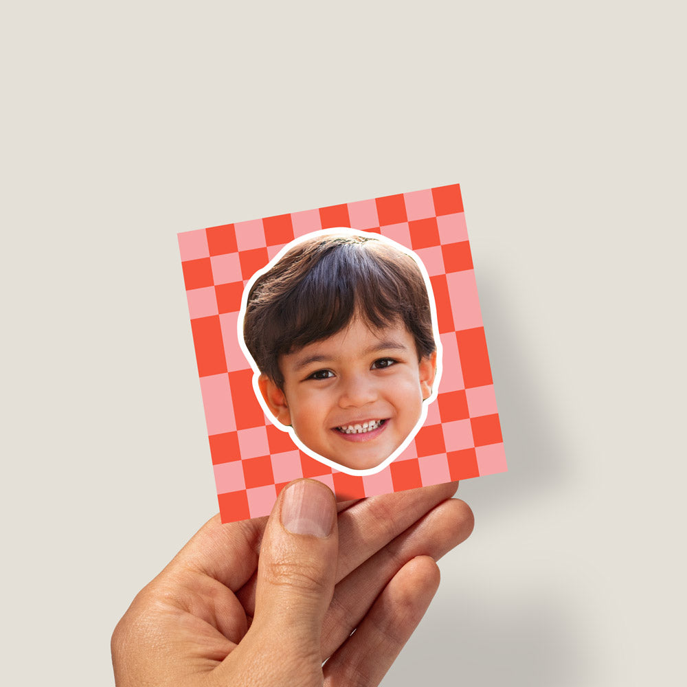 Custom Kid Face Stickers with Cute Pattern Background