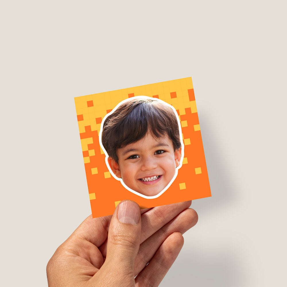 Custom Kid Face Stickers with Cute Pattern Background