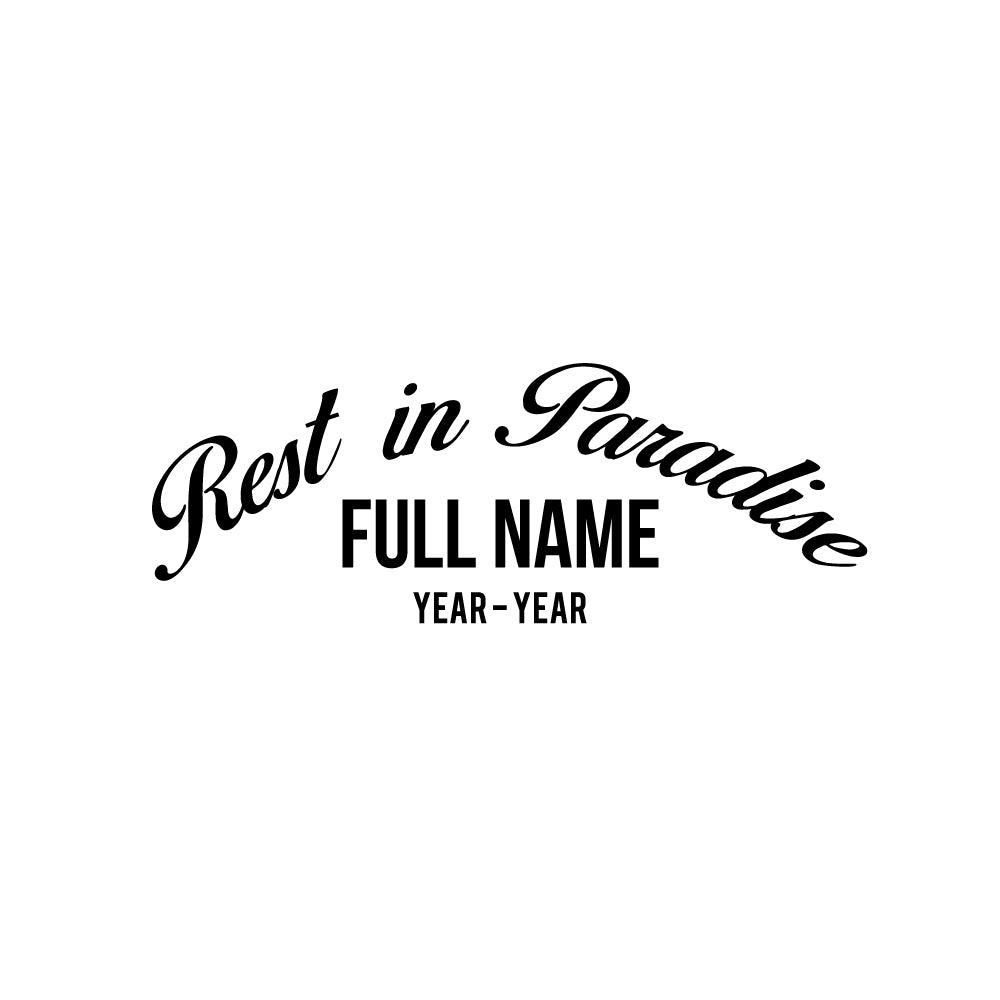 PERSONALISED REST IN PARADISE RIP Name Text Decal Sticker