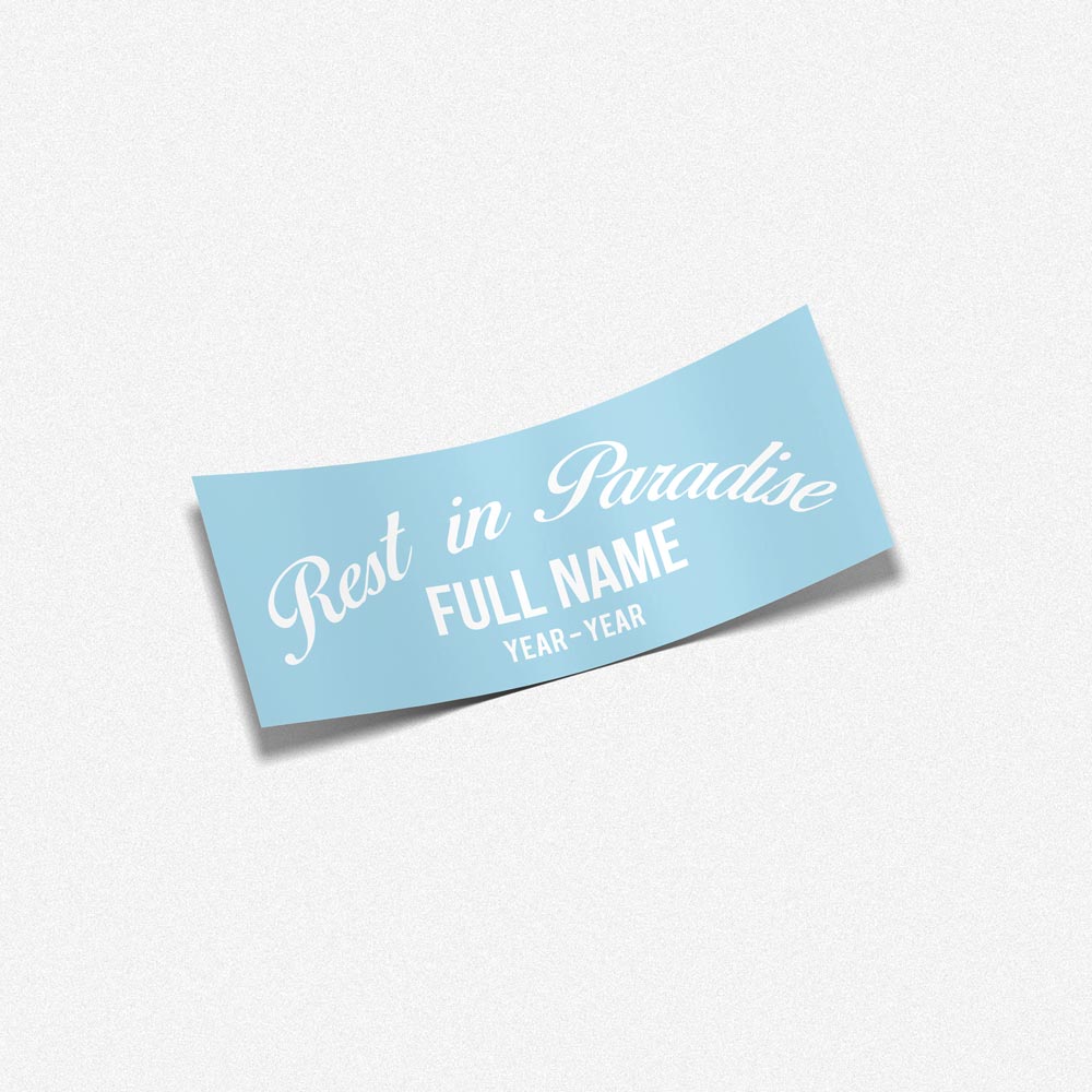 PERSONALISED REST IN PARADISE RIP Name Text Decal Sticker