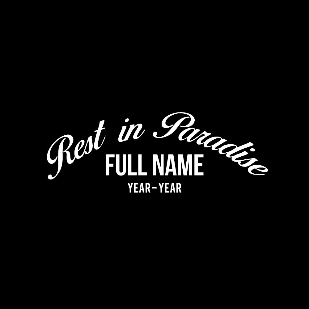 PERSONALISED REST IN PARADISE RIP Name Text Decal Sticker