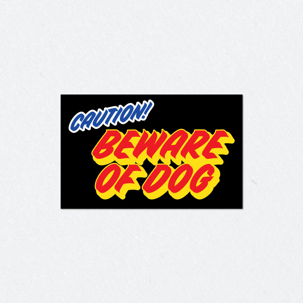 Caution Beware of Dog Printed Sticker - Sign Painting Style