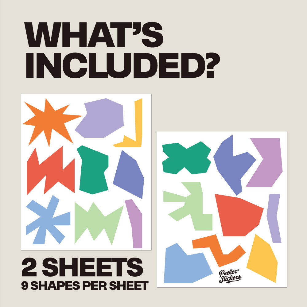 Colourful Abstract Shapes Wall Decals Stickers, Cute Kids Nursery Room Decor