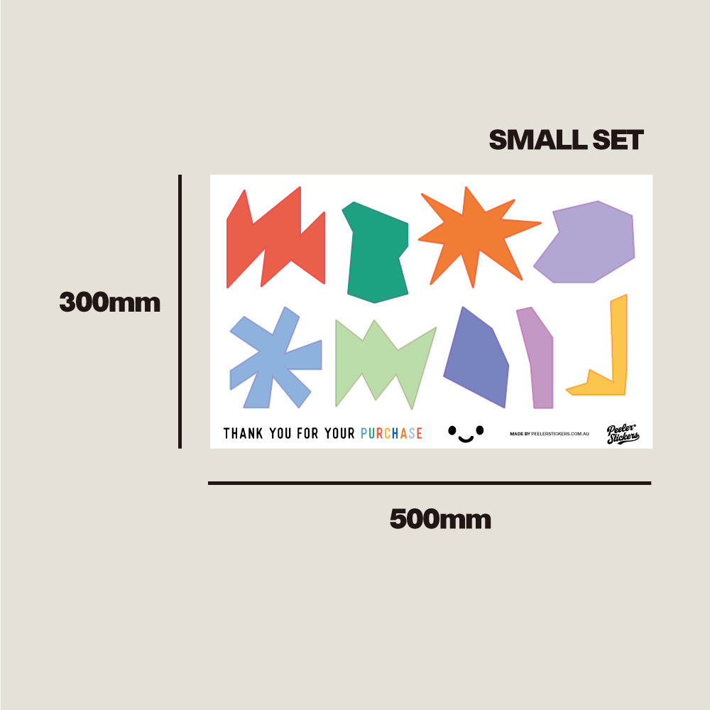 Colourful Abstract Shapes Wall Decals Stickers, Cute Kids Nursery Room Decor