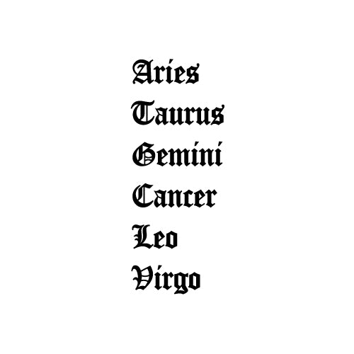 ZODIAC SIGN STAR SIGN Decal Sticker