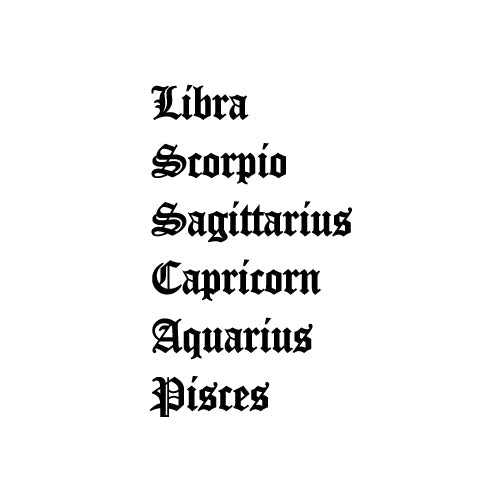 ZODIAC SIGN STAR SIGN Decal Sticker