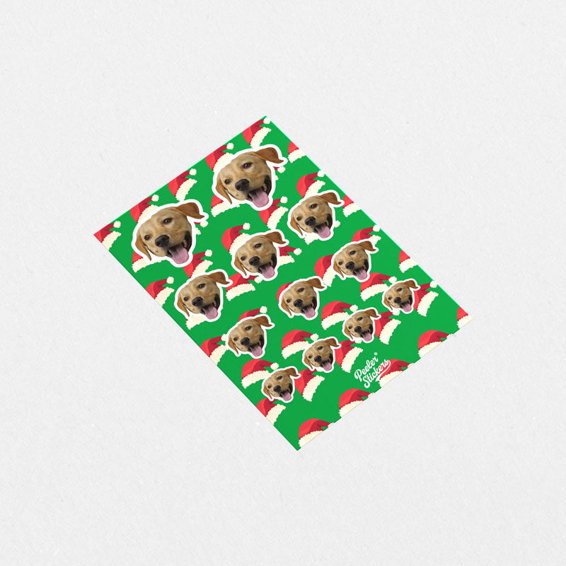Christmas Hat Pattern - Custom Pet Sticker Sheet (Includes 12 Stickers)