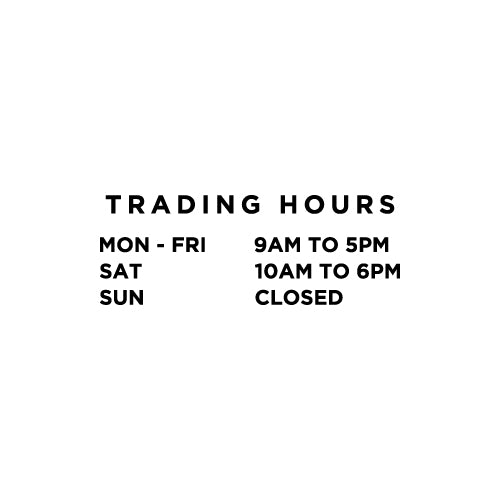 Personalised Trading Hours Sticker