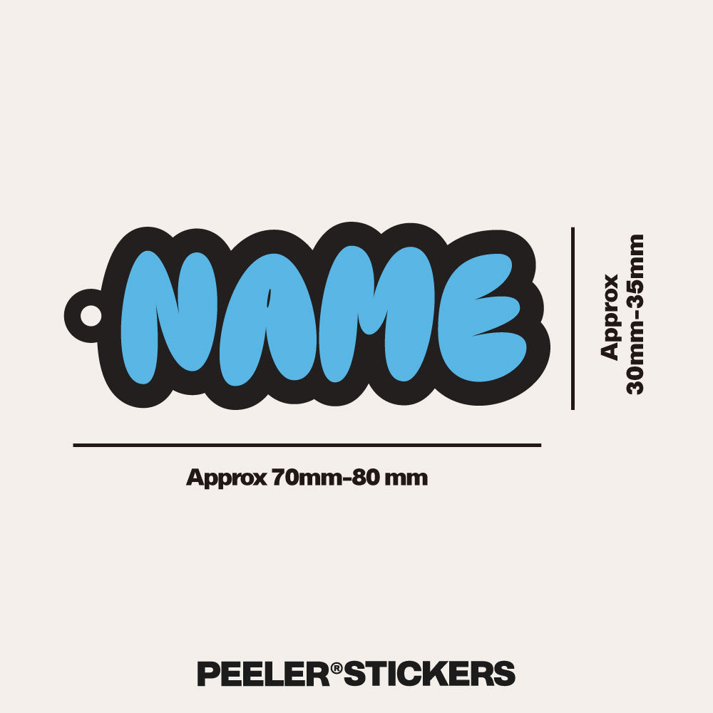 Bubble Text Personalised Name Keyring - Peeler Stickers