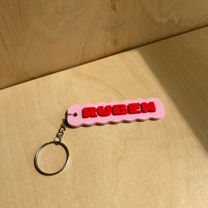 Personalised Name Keychain Kids Backpack Tag - Wavy - Peeler Stickers