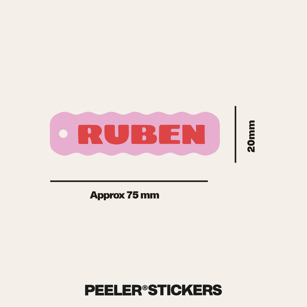 Personalised Name Keychain Kids Backpack Tag - Wavy - Peeler Stickers