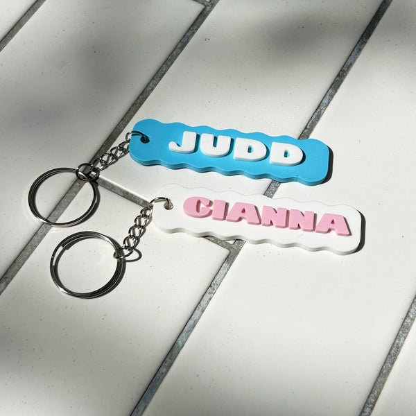 Personalised Name Keychain – Wavy Kids Backpack Tag
