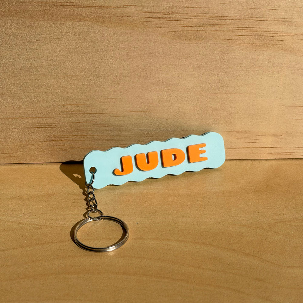 Personalised Name Keychain – Wavy Kids Backpack Tag