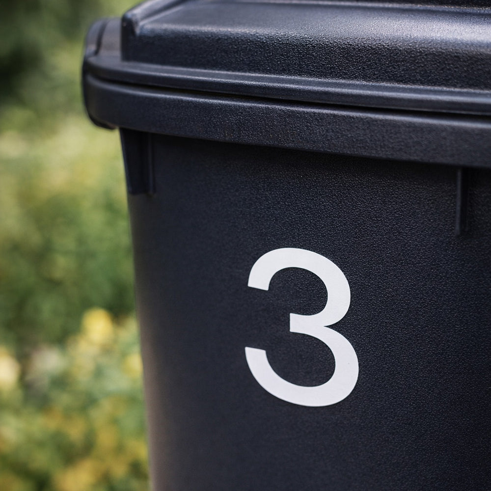 custom bin sticker number 3 vinyl on bin