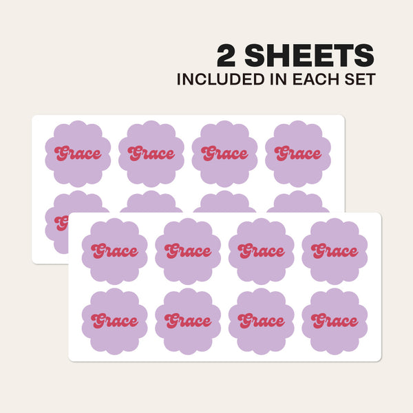 Retro Kids Custom Daycare Sticker Labels - Set of 2