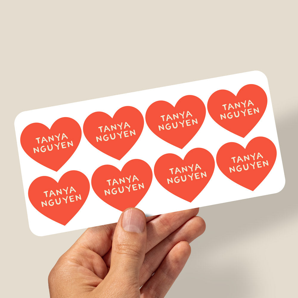 Heart Shape Kids Custom Daycare Sticker Labels – Personalised Name Labels