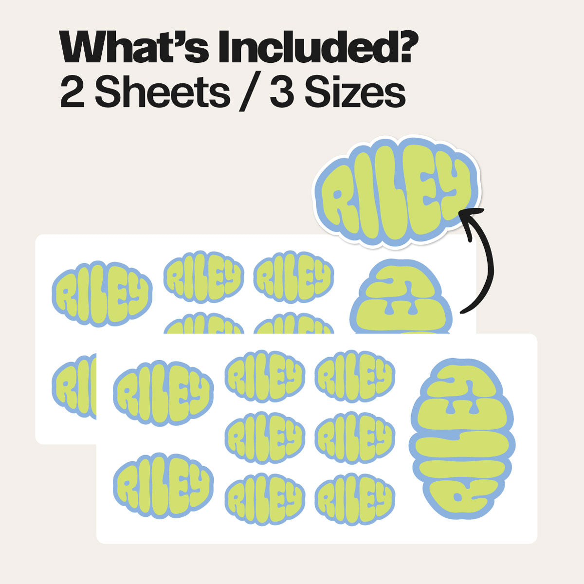 Waterproof Personalised Name Surf Font Style Kids Stickers