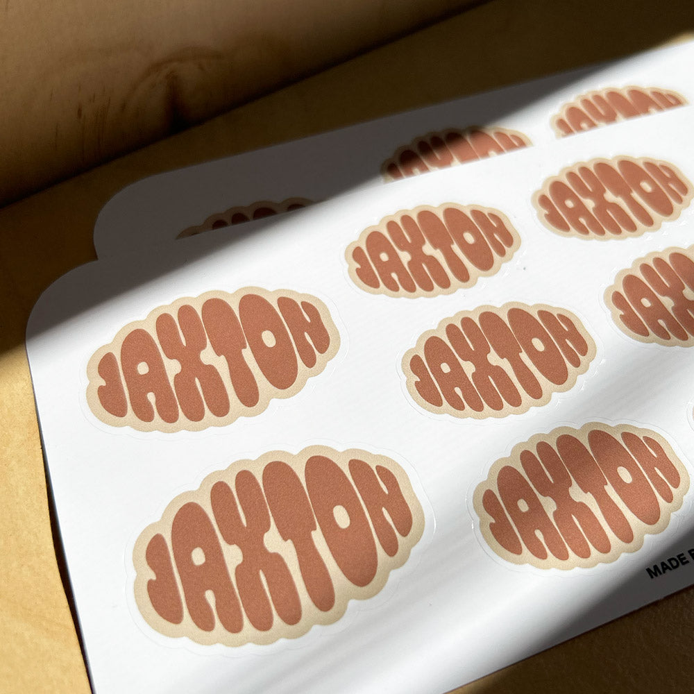 Waterproof Personalised Name Kids Stickers | Surf Font Style