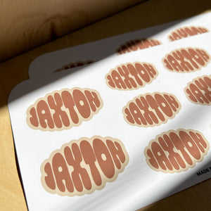 Waterproof Personalised Name Kids Stickers | Surf Font Style