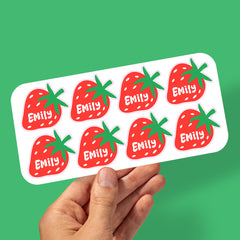 Personalised Kids Strawberry Name Labels – Waterproof School & Daycare Stickers
