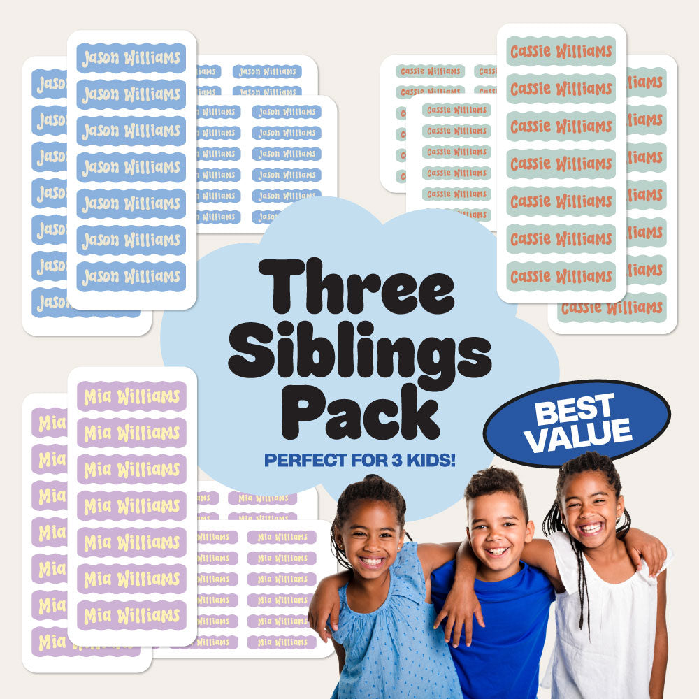 Custom Kids Labels 3 Siblings Bundle