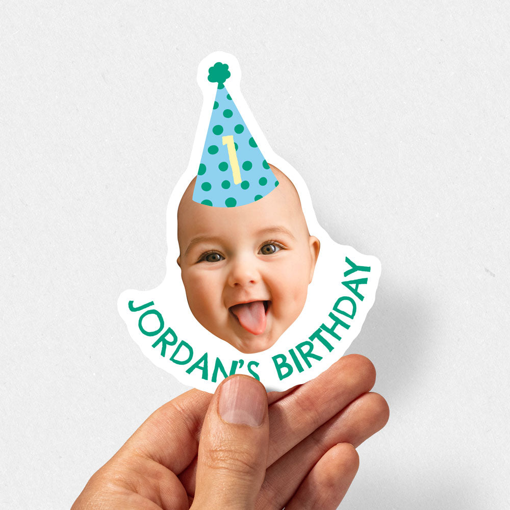 Custom Birthday Party Hat Stickers - Happy Birthday Labels