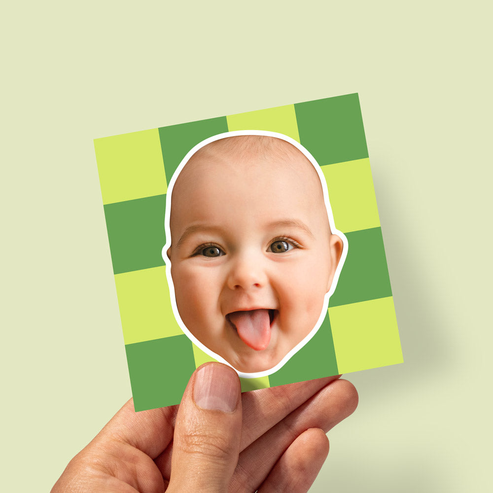 Custom Kid Face Stickers with Cute Pattern Background