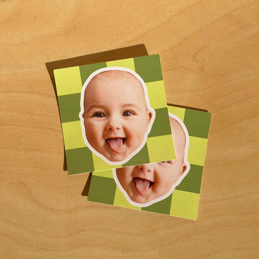 Custom Kid Face Stickers with Cute Pattern Background