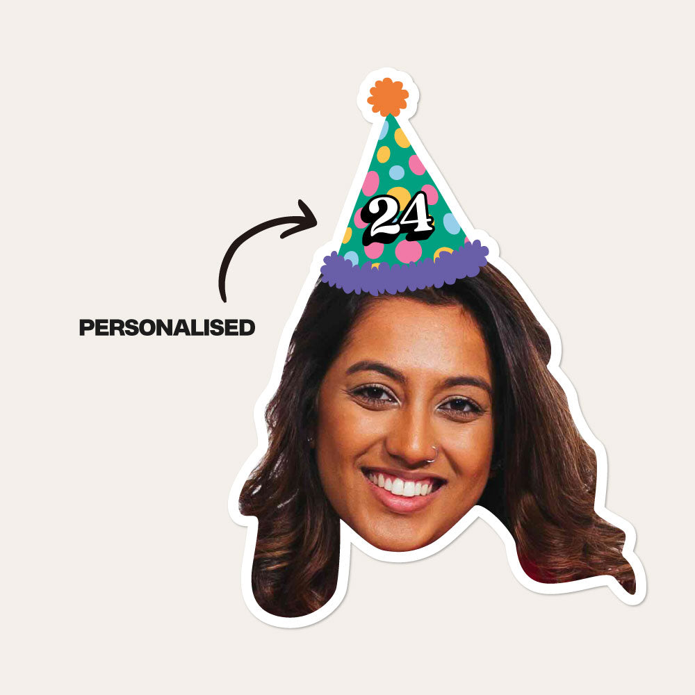 Custom Birthday Party Hat Sticker