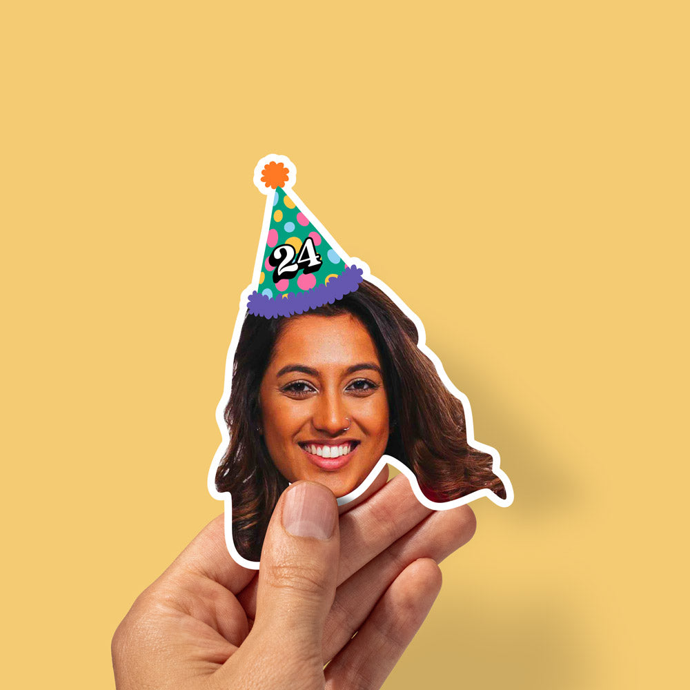 Custom Birthday Party Hat Sticker